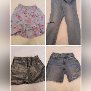 Lot Girl's Size 16  Bottoms 4 Pieces Bundle Blue Jeans Shorts Skirt Old Navy Gap